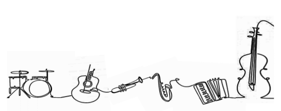 logo della banda armonica rumori rappresentato dagli strumenti stilizzati e uniti da una linea